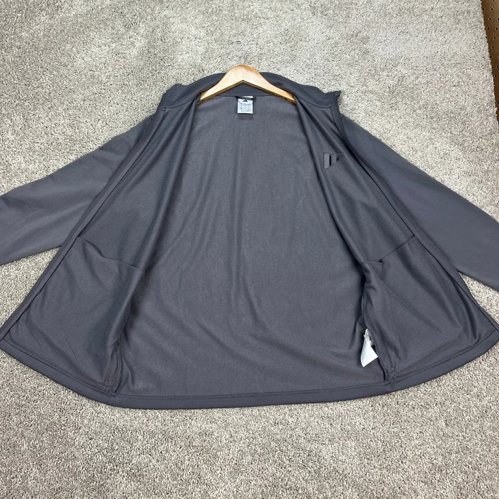 Adidas Jacket Mens Medium Gray Full Zip Long‎ Sleeve Performance Track 3 Stripes